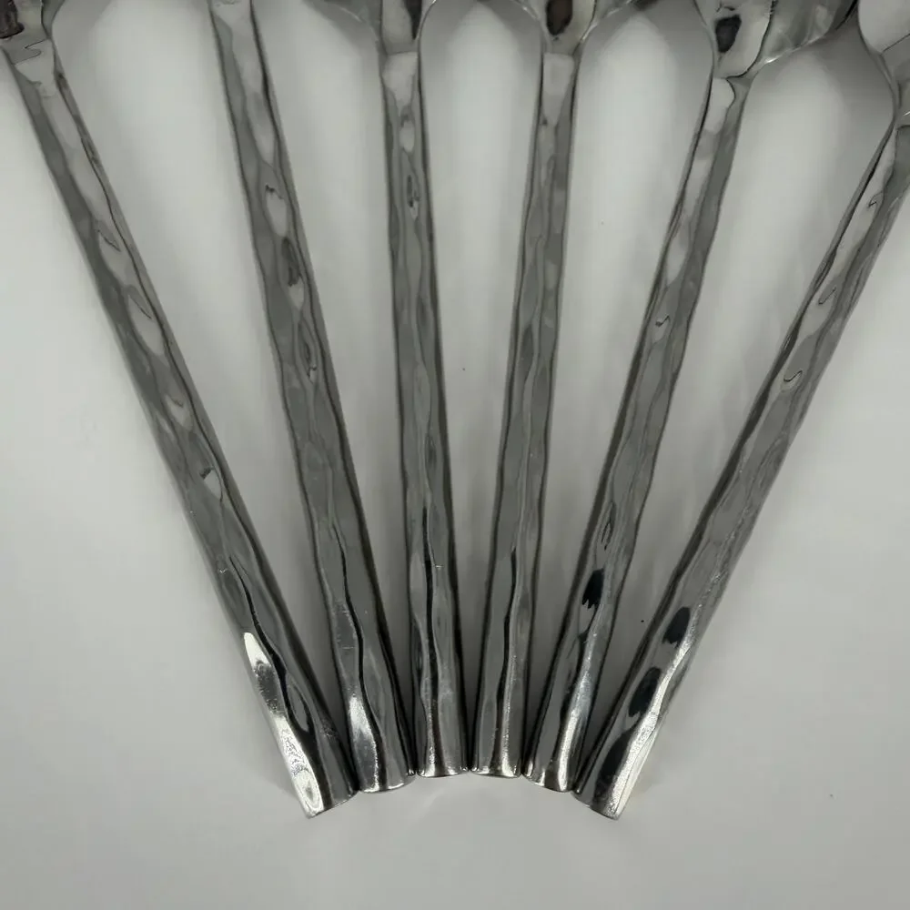 4+2X Spoons Pier One PII16 4 Teaspoons 2 Table Hammered Glossy 18/8 Stainless